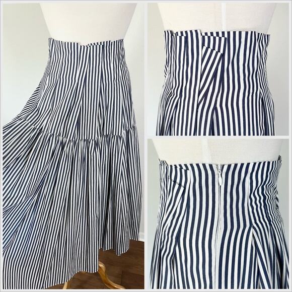 Anaïs Jourden Striped Midi Skirt Tiered // Size Small 38 - Picture 2 of 3